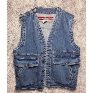 Vintage Garage Denim Vest Made in USA Workwear Trucker Vest‎ M